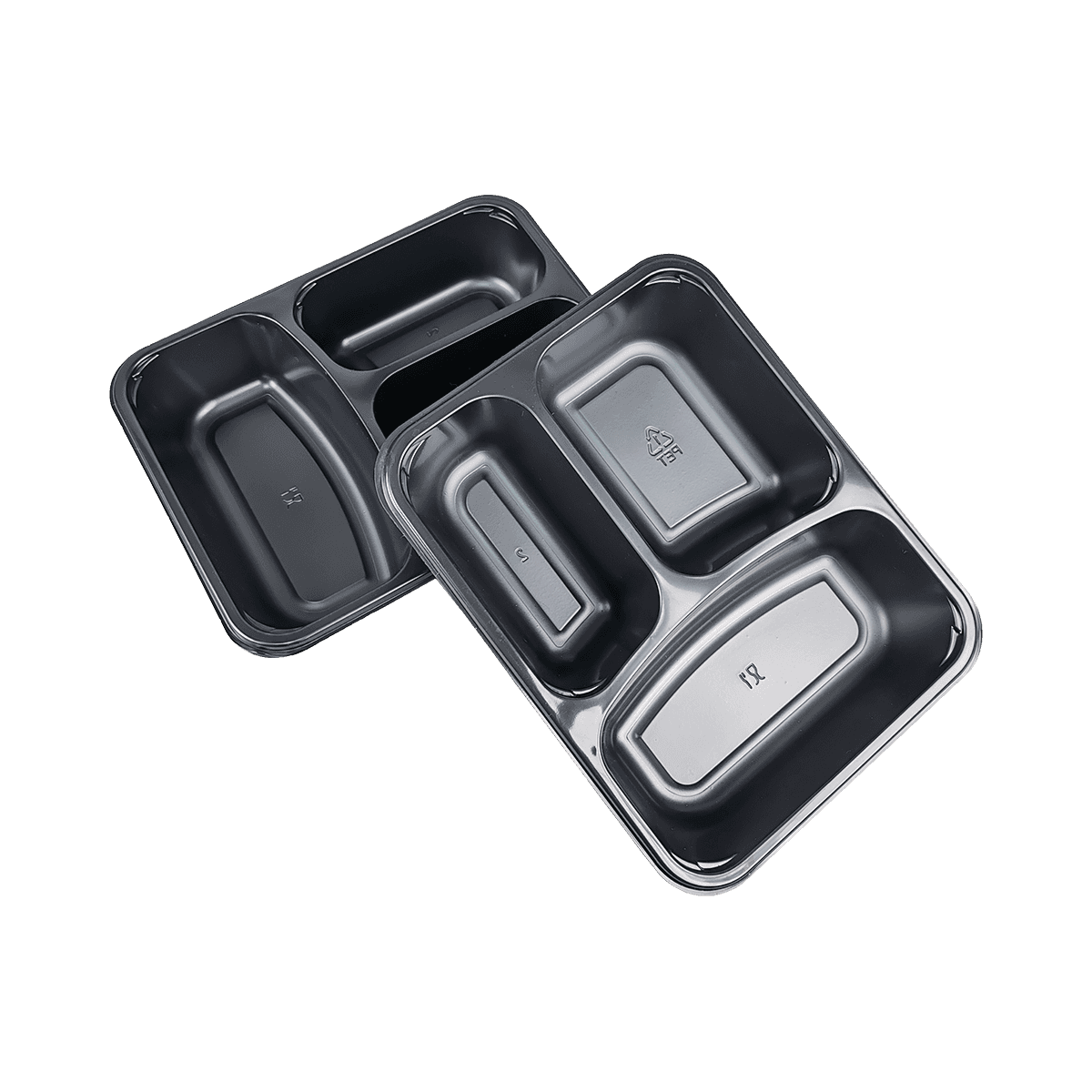 ZK-CPET-017 Reusable 3 Compartments For Takeaway Black CPET Packaging Containers