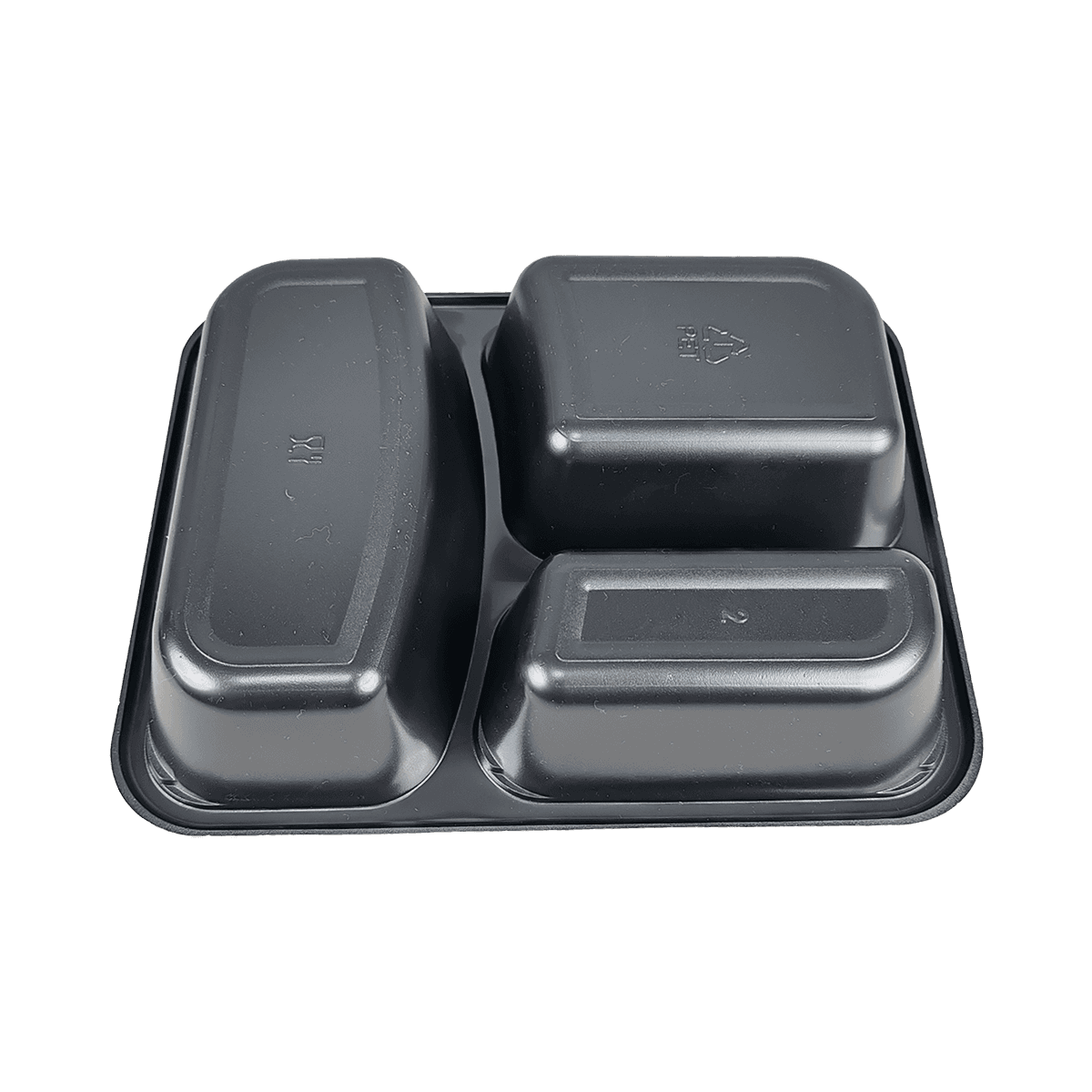 ZK-CPET-017 Reusable 3 Compartments For Takeaway Black CPET Packaging Containers