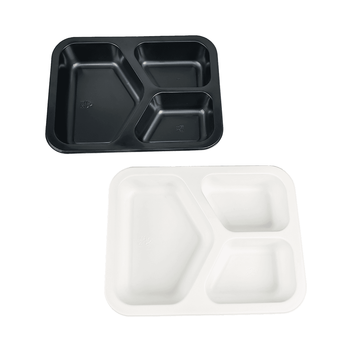ZK-CPET-018 Disposable 3-Compartment Stackable For Freezers Black CPET Packaging Containers
