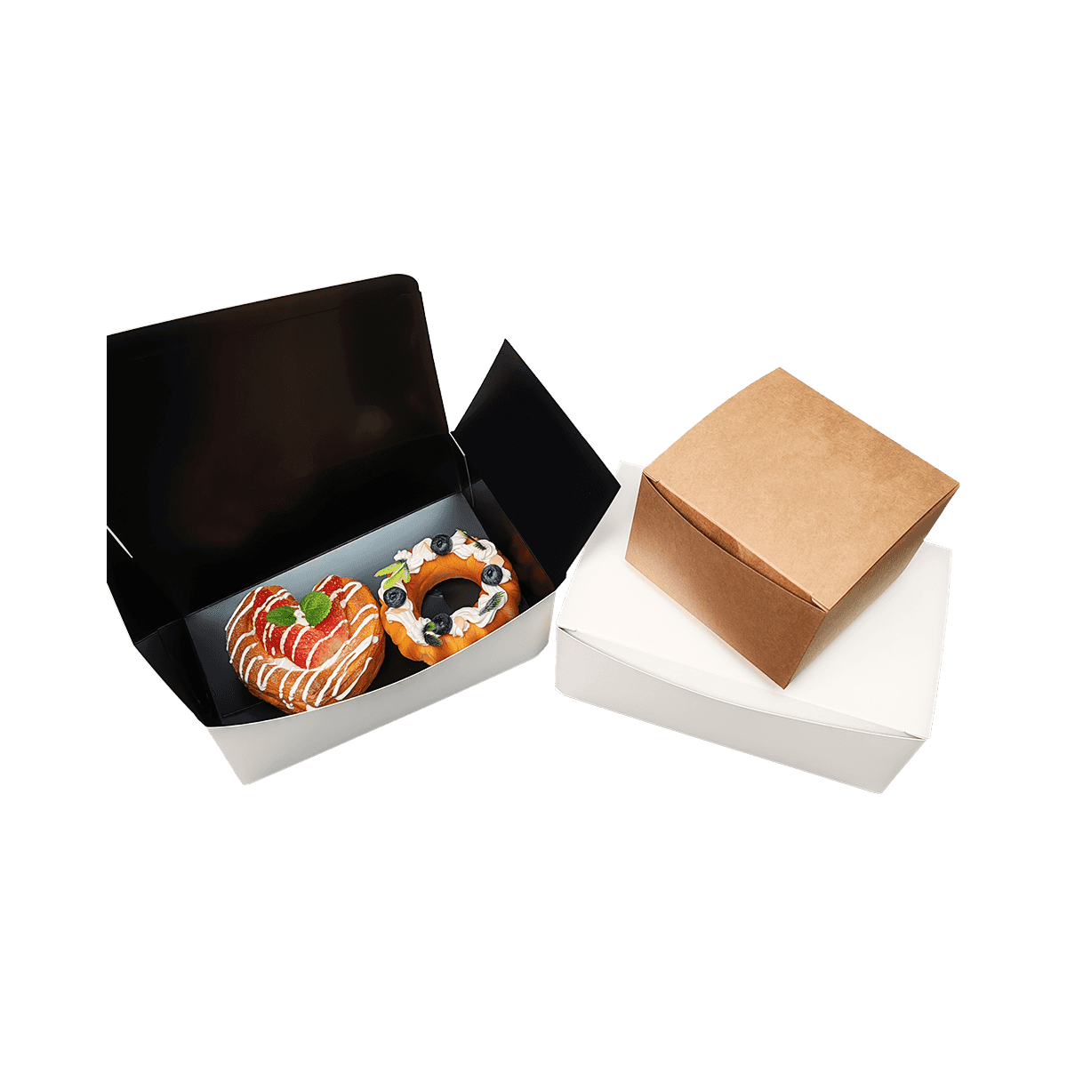 ZK-PAPER-004 Disposable White Kraft Paper Windowless Corner Lock Food Box